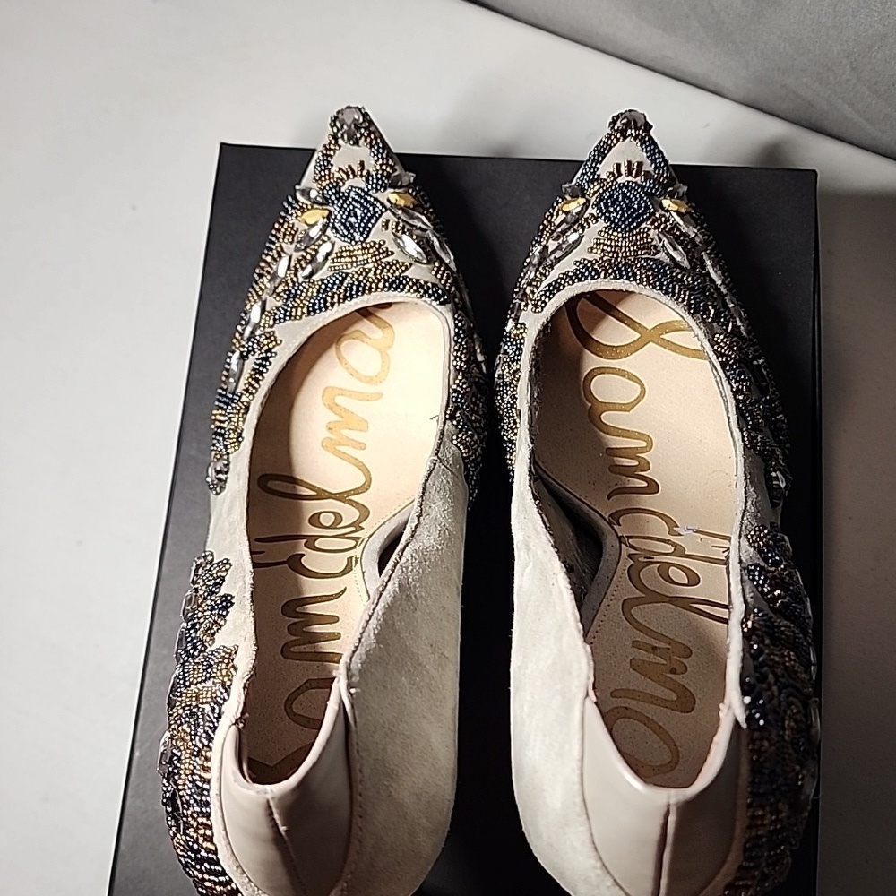 Sam Edelman Rare Beaded Women's Shoes - Gray and Gold - Picture 7 of 11